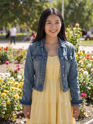 Tsetsegmaa Bayar, a 24-year-old Mongolian woman in a flower garden in Ulaanbaatar - Mongolian women dating profile