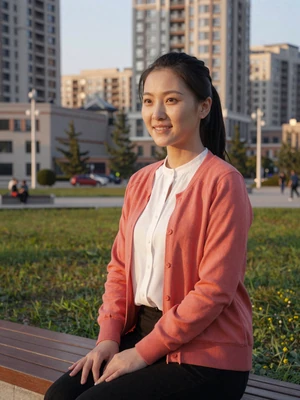 Altantsetseg Munkh, a 26-year-old Mongolian woman in a modern Ulaanbaatar park - Mongolian women dating profile