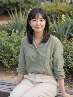 Ji-Yeon Han, a 27-year-old Korean woman from Daejeon in a botanical garden - Korean women dating profile
