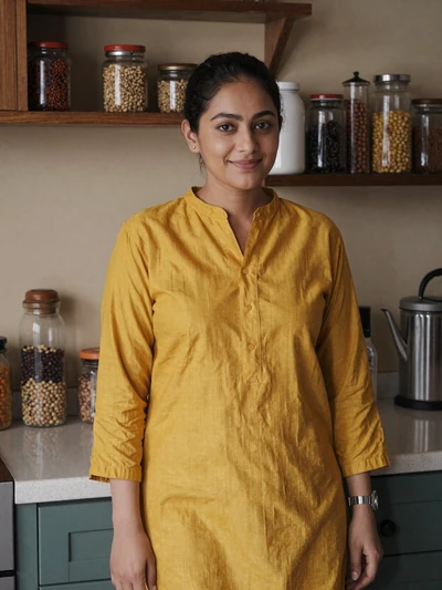 Mariam Raza, a 32-year-old Pakistani woman from Multan in a warm home kitchen - Pakistani women dating profile