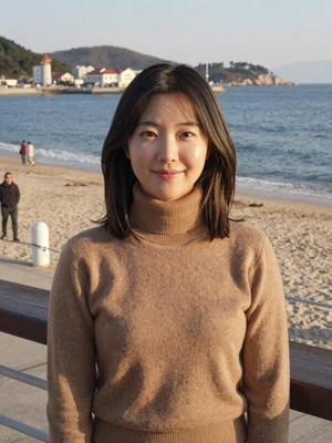 Hye-Won Kim, a 29-year-old Korean woman from Busan at Haeundae beach boardwalk - Korean women dating profile