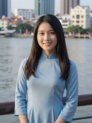 Linh Nguyen, 24-year-old Vietnamese woman at Ho Chi Minh City riverfront - Vietnamese women cultural dating profile