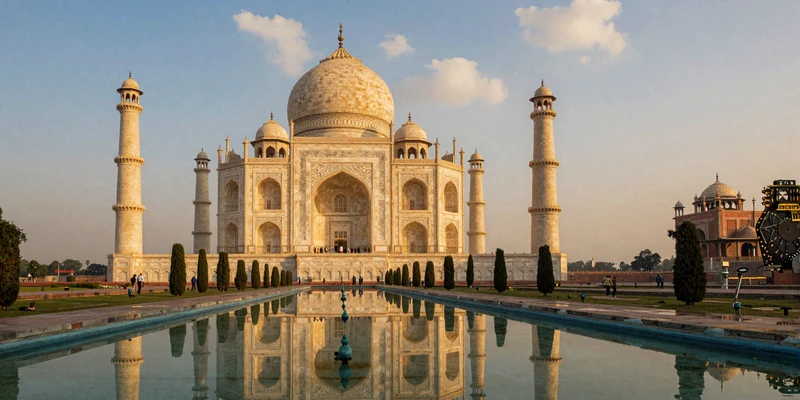 Taj Mahal at golden sunrise in Agra India - a romantic destination for couples in Indian women dating