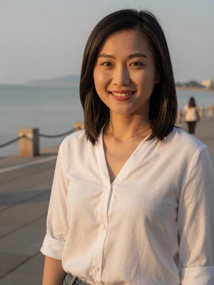 Phuong Bui, a 30-year-old Vietnamese woman from Vung Tau on a seaside promenade - Vietnamese women dating profile