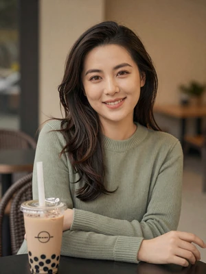 Shu-Fen Lin, a 29-year-old Taiwanese woman from Taichung at a cafe - Taiwanese women dating profile