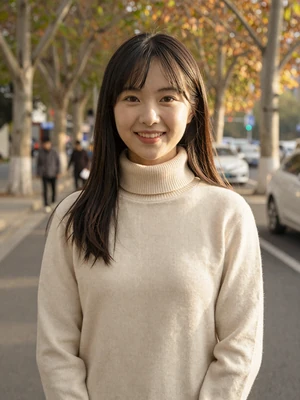 Jia-Hui Tsai, a 24-year-old Taiwanese woman from Taipei on a tree-lined street - Taiwanese women dating profile