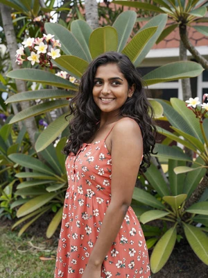 Deepa Krishnan, a 24-year-old Indian-Singaporean woman in a tropical garden - Singaporean women dating profile