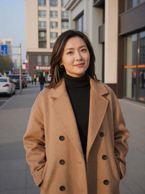 Khongorzul Tumen, a 30-year-old Mongolian woman on a city sidewalk in Ulaanbaatar - Mongolian women dating profile