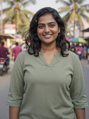 Deepa Adhikari, a 29-year-old Nepali woman from Bharatpur on a sunny street - Nepali women dating profile