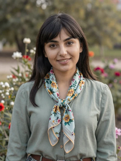 Komila Sultanova, a 26-year-old Uzbek woman from Namangan in a flower garden - Uzbek women dating profile
