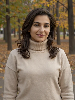 Madina Rahimova, a 27-year-old Tajik woman from Dushanbe smiling in an autumn park - Tajik women dating profile