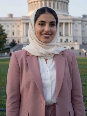 Aisha Mohsen, a 30-year-old Yemeni woman from Washington DC with Capitol building in background - Yemeni women dating profile