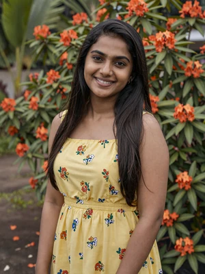 Kavitha Nair, a 24-year-old Indian-Malaysian woman from Ipoh in a flower garden - Malaysian women dating profile