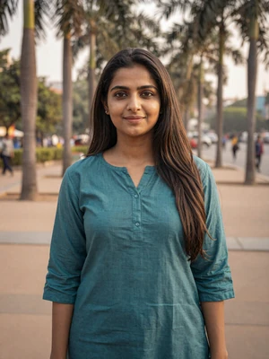 Ananya Mehta, 28-year-old Indian woman smiling in a Mumbai park - Indian women dating profile