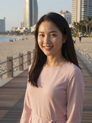 Thanh Pham, 25-year-old Vietnamese woman on Da Nang boardwalk - K-1 visa Vietnamese dating profile