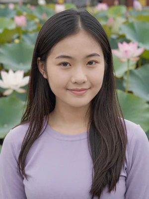 Mai Vo, a 26-year-old Vietnamese woman from Hue in a lotus garden - Vietnamese women dating profile