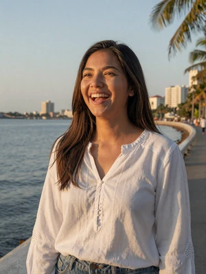 Maria Reyes, 25-year-old Filipino woman on Manila waterfront - Filipino women cultural dating profile