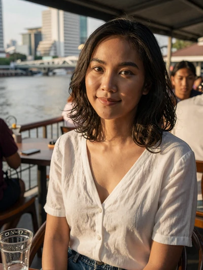 Ploy Srisawat, 25-year-old Thai woman at Bangkok cafe - Thai women long-distance relationship profile