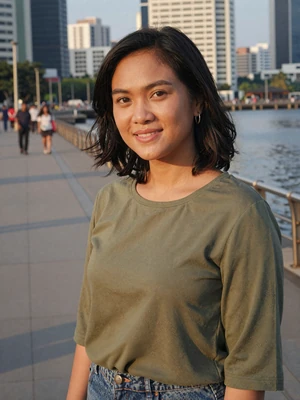 Mega Puspita, a 26-year-old Indonesian woman at Surabaya waterfront - Indonesian women dating profile