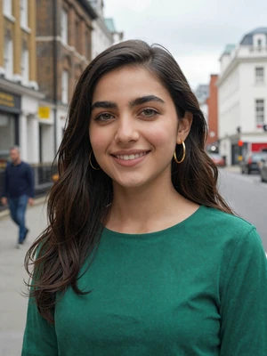 Nadia Noorzai, a 26-year-old Afghan woman from London on a city street - Afghan women dating profile