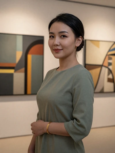 Saule Bektursynova, a 28-year-old Kazakh woman from Astana in a modern art gallery - Kazakh women dating profile