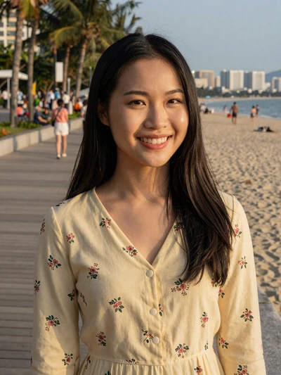 Thanh Pham, 25-year-old Vietnamese woman on Da Nang beach boardwalk - Vietnamese women dating profile