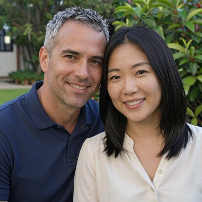 Michael and Mei - happy American-Chinese couple who met on FloridaDatingService