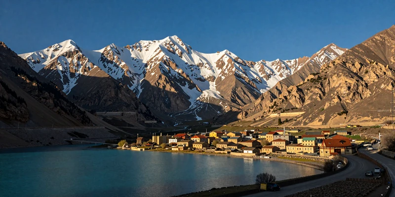 Stunning Pamir mountains landscape in Tajikistan with turquoise lake and traditional village - the homeland of Tajik women on FloridaDatingService