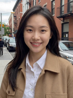 Haesol Moon, a 24-year-old Korean woman on a New York City street - North Korean women dating profile