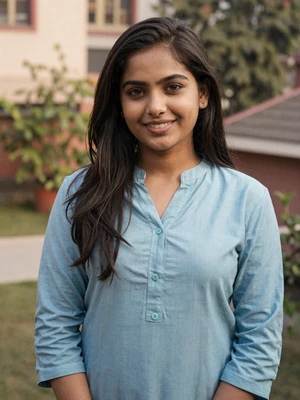 Anisha Sharma, a 28-year-old Nepali woman from Kathmandu smiling in a garden - Nepali women dating profile