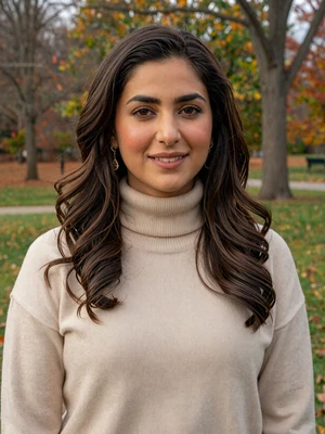 Fatima Ahmadi, a 27-year-old Afghan woman from Virginia smiling in a park - Afghan women dating profile