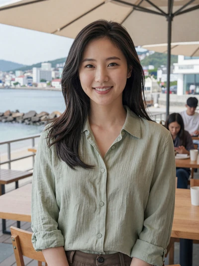Hana Kim, 28-year-old Korean woman at Busan seaside cafe - Korean women dating profile