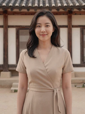 Yoonhee Jang, a 31-year-old Korean woman at a traditional hanok courtyard in Seoul - North Korean women dating profile