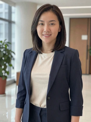 Enkhtuya Dorj, a 31-year-old Mongolian woman from Choibalsan in a professional setting - Mongolian women dating profile