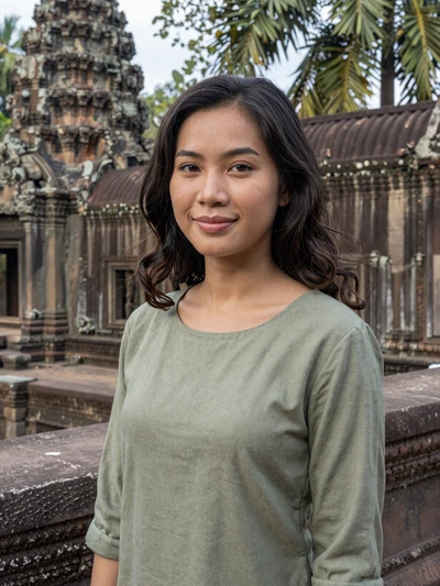 Chantrea Heng, a 28-year-old Cambodian woman from Siem Reap near ancient architecture - Cambodian women dating profile