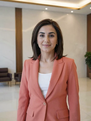 Guncha Orazova, a 31-year-old Turkmen woman from Ashgabat in a professional setting - Turkmen women dating profile