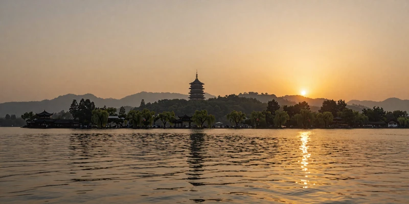 West Lake in Hangzhou China at golden hour - a romantic destination for meeting Chinese women