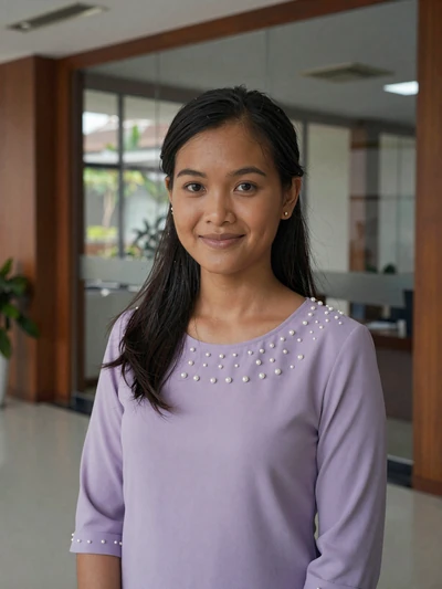 Manichanh Rattanavong, a 30-year-old Laotian woman from Vientiane in a modern office setting - Laotian women dating profile