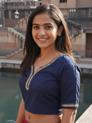 Meghna Patel, a 29-year-old Indian woman from Ahmedabad at a historic stepwell - Indian women dating profile