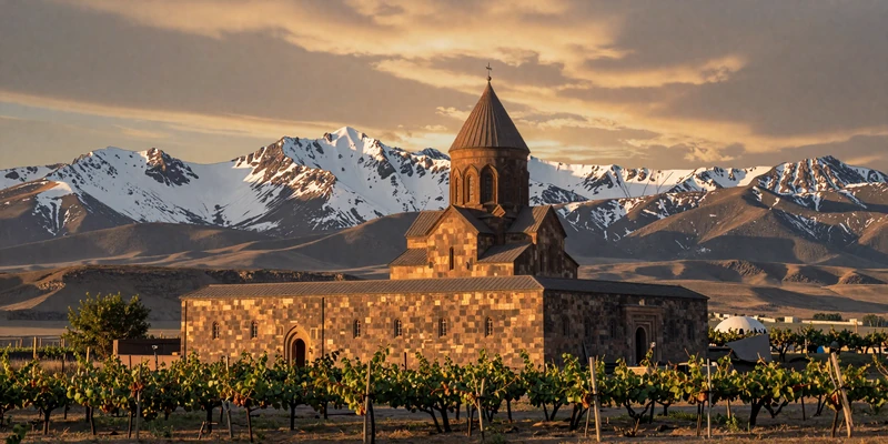 Ancient Armenian monastery Khor Virap with Mount Ararat in the background at sunset - the homeland heritage of Armenian women on FloridaDatingService