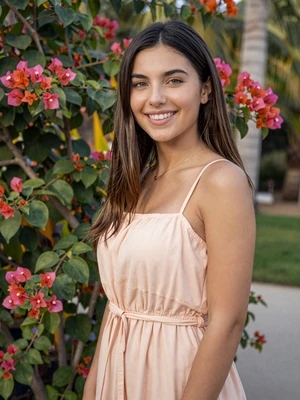 Sona Mkrtchyan, a 24-year-old Armenian woman from Miami in a tropical flower garden - Armenian women dating profile