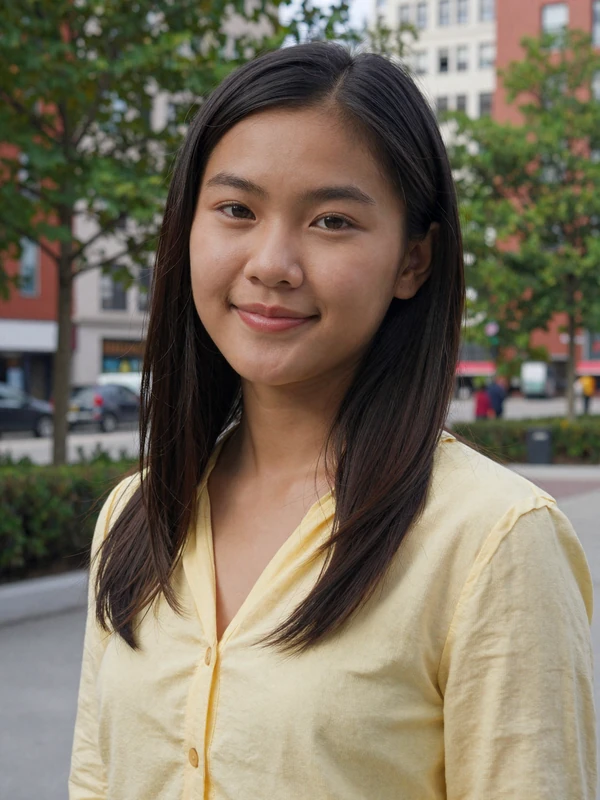 Mei Lin, a 28-year-old Filipino woman smiling in a park - Filipino women dating profile