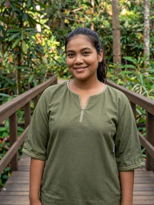 Masni Latif, a 31-year-old Bruneian woman from Temburong in a rainforest setting - Bruneian women dating profile