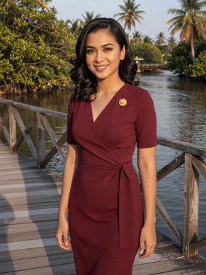 Norhayati Rahman, a 30-year-old Bruneian woman from Tutong on a tropical river bridge - Bruneian women dating profile