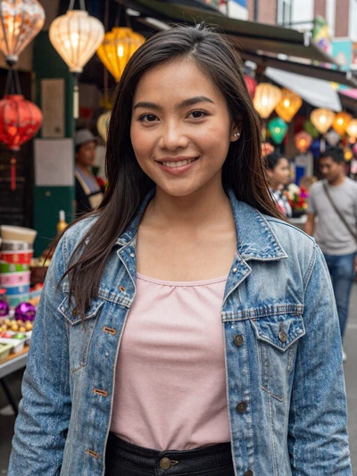 Rachana Thy, a 24-year-old Cambodian woman from Phnom Penh at a vibrant market - Cambodian women dating profile