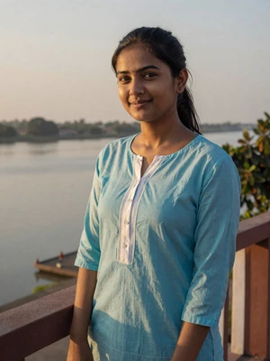 Priya Chowdhury, a 29-year-old Bangladeshi woman from Barisal on a balcony at sunset - Bangladeshi women dating profile