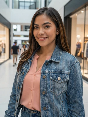 Angela Villanueva, a 28-year-old Filipina woman from Quezon City in a modern shopping area - Filipino women dating profile