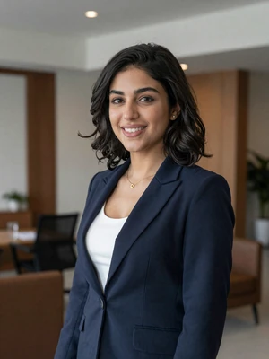 Noor Saleh, a 29-year-old Jordanian woman from Amman in a professional setting - Jordanian women dating profile
