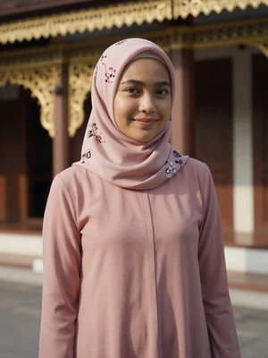 Dk Hayati Abdullah, a 26-year-old Bruneian woman from Bandar Seri Begawan at a traditional building - Bruneian women dating profile