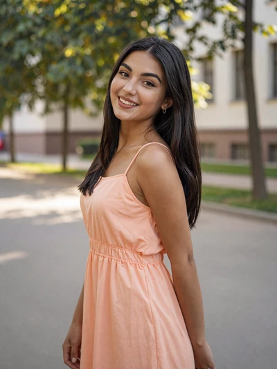 Zulfiya Khodjieva, a 24-year-old Uzbek woman from Fergana on a university campus - Uzbek women dating profile
